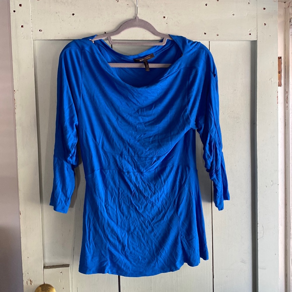 BCBG Slit Sleeve Blue Top
